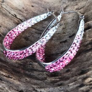 Stunning Pink crystal earrings sterling